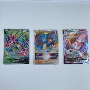Pokémon Trading Cards Set of 3 Mew VMax | Lucario VStar | Eternatus V